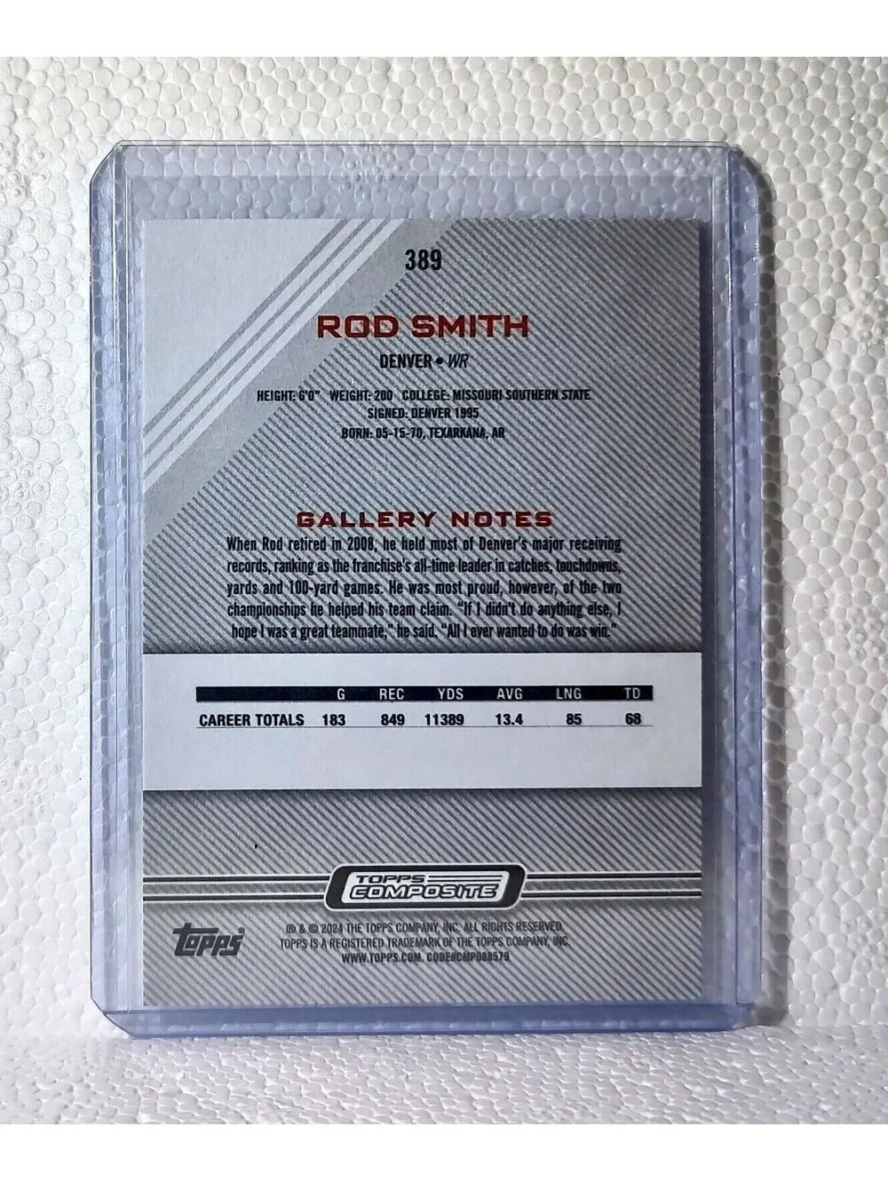 2023 Rod Smith Topps Gallery NFL #389 Composite Football Card Denver Broncos